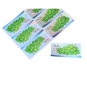 Laminated Holographic Film Custom Retail Food Sticker, Waterproof Silver PET Self-Adhesive Fruit Tag