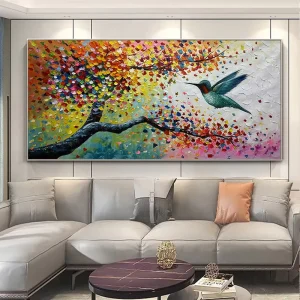 Large Handpainted Knife Multicolour Impressionist Contemporary Seascape Canvas Oil Painting Birds Poster Home Decor