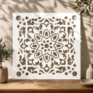 Large Mandala Wall Art Stencil (23.6×23.6Inch) Reusable Prosperity Mandala Stencils for Furniture Walls Floors