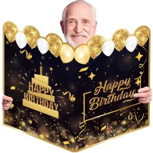 Large Paper Greeting Card & Giant Guest Book with Gold Stamping for Happy Birthday Party Decorations Supplies & Gifts