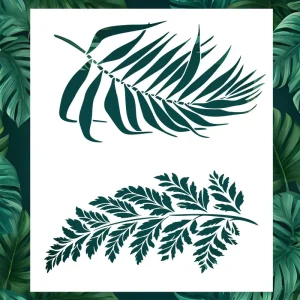 Large Reusable PET Tropical Plant Leaves Wall Stencil DIY Drawing & Painting Washable 70x60cm Templates