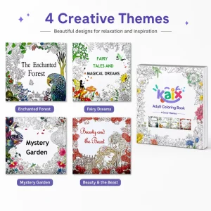 Large Size English Adult Coloring Book 24 Pages Garden Floral Line Art for Stress Relief Gift Retail Supply