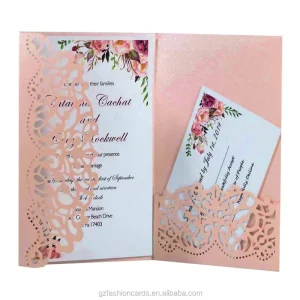 Laser Cut Pocket 18th Birthday Invitation Cards with RSVP Cards Wedding Invitation Card Iridescent Paper