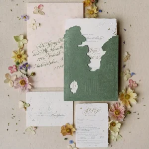 Letterpress Wedding Invitation Set Custom Logo Greeting Card Digital Printing Embossing Envelopes RSVP