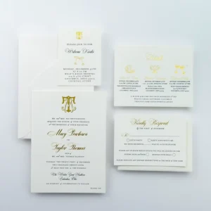 Letterpress Wedding Invitations Set Gold Foil Invitation Cotton Paper Card Luxury Modern Marriage Ceremony Celebration Invite
