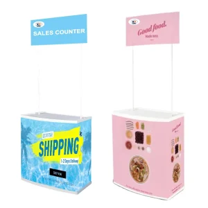 Lightweight Plastic Pop up Promotion Counter Banner Stand Portable Removable Advertising Table for Supermarket Sales