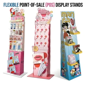 Lipstick Corrugated Paper Display Lip Balm POS Display Stands with Hook for Supermarket Retail Stores