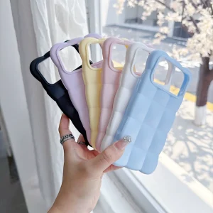 Liquid Silicone Puffy Cloud Phone Case With Cloud Wristband Cat Ear Camera Frame Shockproof Shell For IPhone 18 Pro Max
