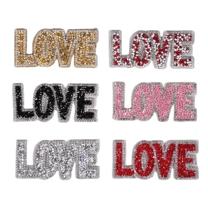 Love Letter Rhinestone Patches Garment Designer Crystal Badges Applique Badge Letter for Premium Visual Appeal