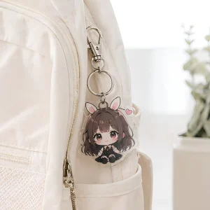Low MOQ Custom Printing Cute Decorative Acrylic Keychain Anime Cartoon Waterproof Custom Shape Bulk Gifts Promotion