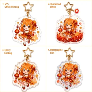 Low MOQ Customized Acrylic Keychains Personalized Motel Keytags Anime Cartoon Pattern Waterproof Fashion Trend Flexible Offset