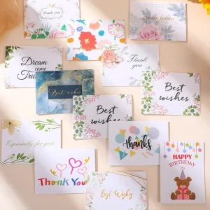 Low Moq Factory Art Paper Greeting Cards Custom Your Own Design Printing Logo Business Thank You Cards with Envelopes