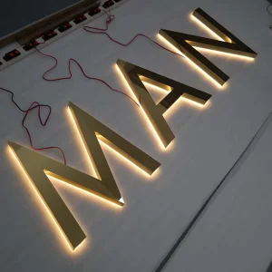 Low Voltage Safe Plug and Play Stainless Steel Acrylic Numbers and Coffee Stencil Wall Alphabet 3D Gold Letters for Signs