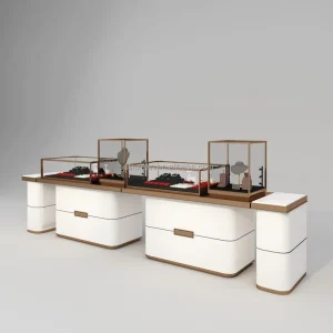 Luxurious Commercial Jewelry Watch Display Showcases Counters Table Stand MDF Metal Design Solution OEM/ODM
