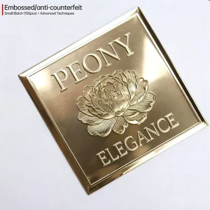 Luxurious Gold Brushed Aluminum Sticker Embossed 3D Matte Metal Stamping Labels Ornaments Fragrance Perfume Durable Nameplate