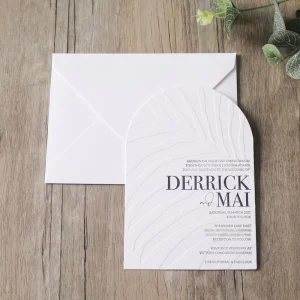 Luxury Arch Shape Custom Letterpress Wedding Invitation Blind Foil Invitation Cards With Envelopes for Party