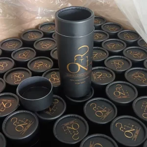 Luxury Black Paper Tube Packaging Round Box Cosmetics Packaging Gift Tube Boxes Cylindrical Paper Black Cylinder Box