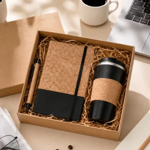 Luxury Business Gift Set Eco Friendly Cork Office Gift Set with Notebook Pen and Insulated Coffee Tumbler