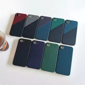 Luxury Carbon Fibre Mobile Phone Back Cover for iPhone Samsung Xiaomi Huawei PC Hard Back Lens Protection Phone Cover Case