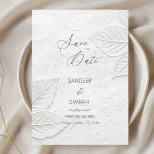 Luxury Classic Embossed Wedding Invitation Card Letterpress Design for Elegant Weddings