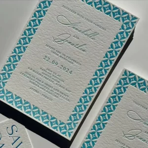 Luxury Classic Embossed Wedding Invitation Card Letterpress Design for Elegant Weddings