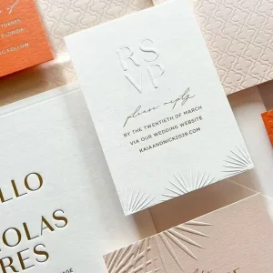 Luxury Classic Embossed Wedding Invitation Card Letterpress Design for Elegant Weddings