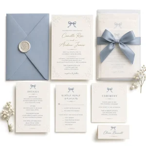 Luxury Classic Wedding Invitation Set Cotton Paper Intaglio Printing Elegant Design Includes Card Details Envelope Packaging