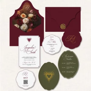 Luxury Color Printing Embossing Wedding Invitation Card with Gold Foil Hot Stamping Design for Party Celebration Event