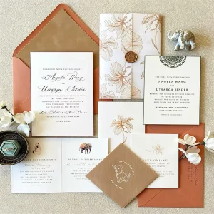 Luxury Color Printing Embossing Wedding Invitation Card with Gold Foil Hot Stamping for Wedding Party Anniversary Event Invite