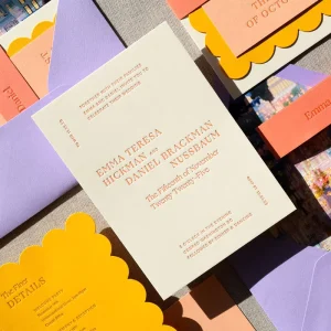 Luxury Colorful Letterpress Wedding Invitation Cards, Custom Printed Envelope Wedding Invite