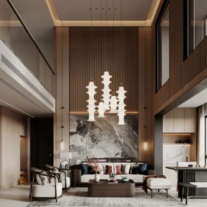 Luxury Contemporary Mansion Floor Plan Design Modern Royal Villa Layout Architectural Drawing with 3D Rendering Visuals