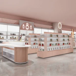 Luxury Cosmetics Store Design for Skincare Retail Shops Custom Beauty Display Fixtures & Turnkey Shopfitting Solution