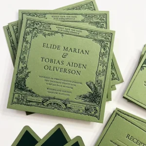 Luxury Cotton Paper Letterpress Invitation Wedding Cards Custom Invitations Debossed Colored Texture Modern Invite Set