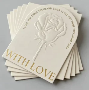 Luxury Cotton Velvet Paper Custom Design and Thickness Embossed Concave Gold Foil Business Card Thank You Card