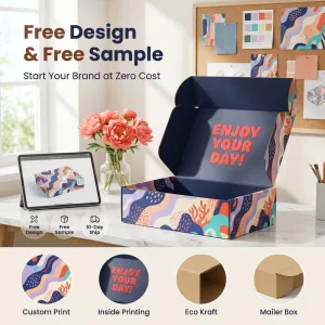 Luxury Custom Design Eco Kraft Packaging Boxes Custom Mailer Box with Full Color Print for Gift Branding Free Design Free Sample