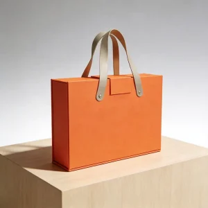 Luxury Custom Design Printed Gift Box Foldable Magnetic Closure Gift Packaging Box with Ribbon Handle for Cosmetics Gifts