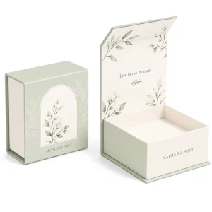 Luxury Custom Floral Printed 1200gsm Grey Board Book Shaped Gift Box with Magnetic Closure for Wedding Keepsake Packaging