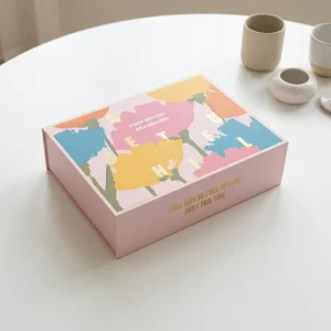 Luxury Custom Logo Artistic Floral Magnetic Folding Gift Box Collapsible Rigid Paper Packaging