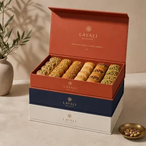 Luxury Custom Logo Baklava Box Premium Magnetic Closure Rigid Gift Box High End Confectionery