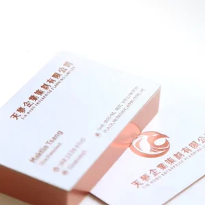 Luxury Custom Logo Printing Gold Foil Embossed Art Paper Business Card with Custom Shape
