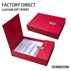 Luxury Custom Red Magnetic Gatefold Rigid Paper Perfume Bottle Packaging Storage Gift Box Set with EVA Foam for Fragrance