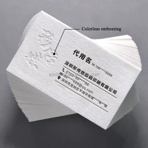 Luxury Custom Special Paper Business Card Creative Embossed Logo with Letterpress Printing Business Card