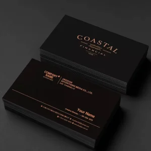 Luxury Custom Thick Paper Custom Business Card Printing Black High-end Enterprise Business Card with Rose Gold Foil logo