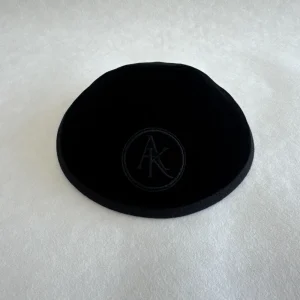 Luxury Custom Velvet Jewish Kippah Yarmulke Skullcap with Personalized Logo Embroidery and Inside Full Image Cover Printing