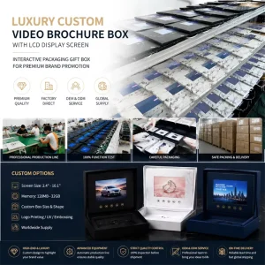 Luxury Custom Video Packaging Box Built in LCD Screen Rechargeable Video Brochure Gift Box for Wedding Corporate Advertising