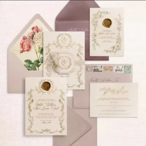 Luxury Custom Wedding Invitation with Embossed Texture and Gold Foil Solution for Wedding Planning Businesses