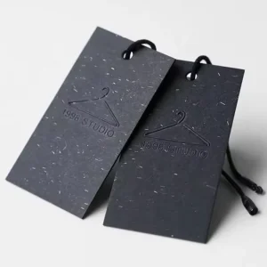 Luxury Custom logo Clothing hang Tags Black Thickened Special Paper Embossed hang Tags Recyclable Swinging hang Tags
