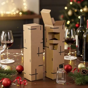 Luxury Eco Friendly Corrugated Cardboard Box For Gin And Whiskey Bottles Custom Logo Notch Closure Packaging Manufacturer