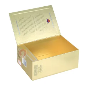 Luxury Eco Friendly Retro Custom Gold Color Design V Groove Treatment Rigid Paperboard Book Shaped Perfume Glasses Bottle