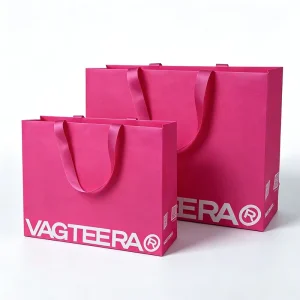 Luxury Eco friendly Paper Shopping Bags Custom Printed Logo Packaging Bag with Ribbon Handle for Clothing Shoes Retail